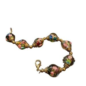 Vintage Venetian Glass Art Bracelet Italian Murano Blown Beading J